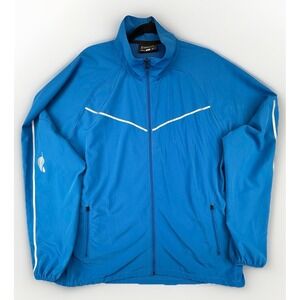 Men's XL Lightweight Full Zip Athletic Jacket Blue Reflective Trim Melaleuca NWT
